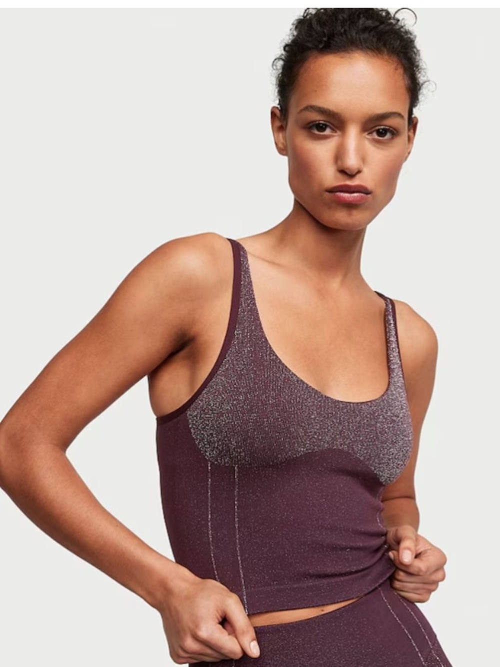 VICTORIA'S SECRET Seamless Shimmer Tank Top Winter Wine New with Tags